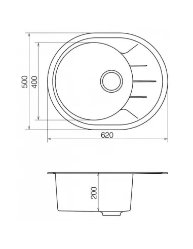 Мийка кухонна кам`яна Vankor Sity SMO 02.61 Beige 605х490 мм, овальна, бежева - 3