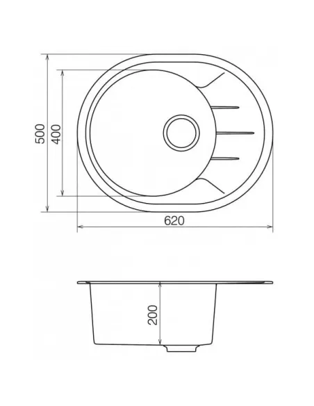 Мийка кухонна кам`яна Vankor Sity SMO 02.61 Beige 605х490 мм, овальна, бежева - 3