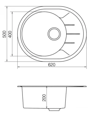 Мийка кухонна кам`яна Vankor Sity SMO 02.61 Gray 605х490 мм, овальна, сіра - 1