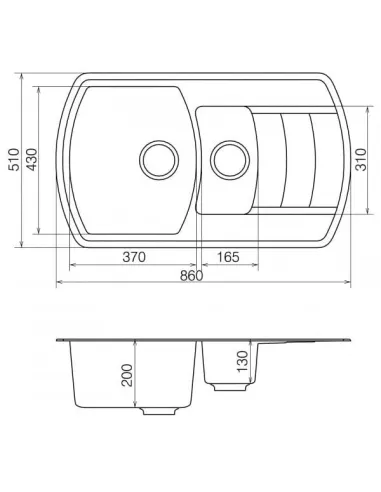 Мийка кухонна кам`яна Vankor Norton NMP 04.86 Gray 855х500 мм, прямокутна, сіра - 1