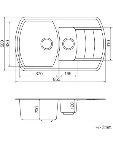 Мийка кухонна кам`яна Vankor Norton NMP 04.86 Beige 855х500 мм, прямокутна, бежева - 1