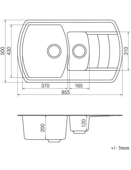 Мийка кухонна кам`яна Vankor Norton NMP 04.86 Beige 855х500 мм, прямокутна, бежева - 1