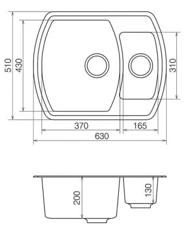 Мойка кухонная каменная Vankor Norton NMP 03.63 Gray 620х500 мм, прямоугольная, серая - 1