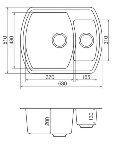 Мойка кухонная каменная Vankor Norton NMP 03.63 Gray 620х500 мм, прямоугольная, серая - 1