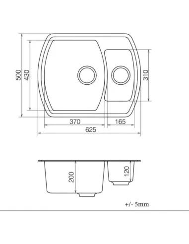 Мойка кухонная каменная Vankor Norton NMP 03.63 Black 620х500 мм, прямоугольная, черная - 1