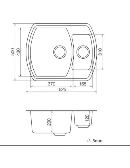 Мойка кухонная каменная Vankor Norton NMP 03.63 Black 620х500 мм, прямоугольная, черная - 1