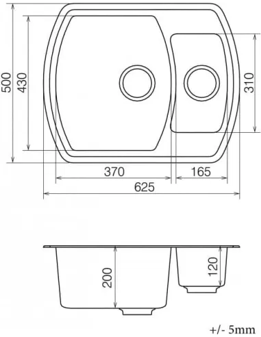 Мойка кухонная каменная Vankor Norton NMP 03.63 Beige 620х500 мм, прямоугольная, бежевая - 1