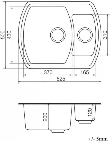 Мойка кухонная каменная Vankor Norton NMP 03.63 Beige 620х500 мм, прямоугольная, бежевая - 1