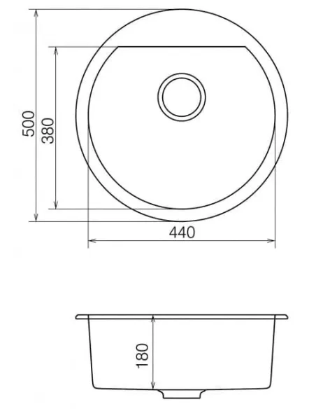Мойка кухонная каменная Vankor Tera TMR 01.50 Gray 505х505 мм, круглая, серая - 3