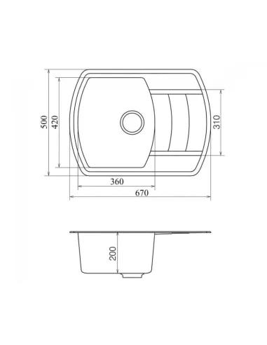 Мийка кухонна кам`яна Vankor Norton NMP 02.67 Beige 670х500 мм, прямокутна, бежева - 1