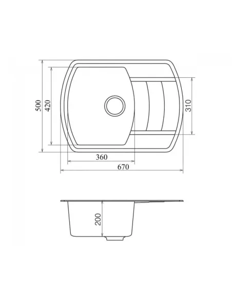 Мийка кухонна кам`яна Vankor Norton NMP 02.67 Beige 670х500 мм, прямокутна, бежева - 1