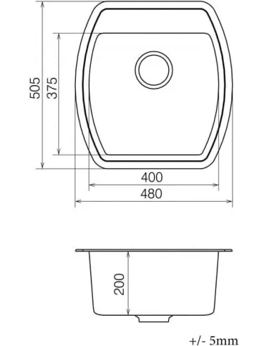 Мийка кухонна кам`яна Vankor Norton NMP 01.48 Beige 480х505 мм, прямокутна, бежева - 2