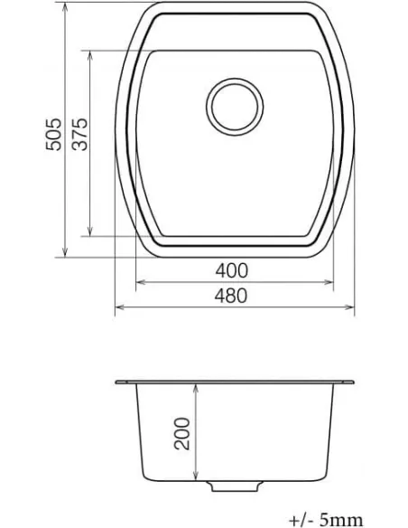 Мийка кухонна кам`яна Vankor Norton NMP 01.48 Beige 480х505 мм, прямокутна, бежева - 2
