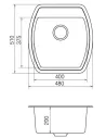 Мойка кухонная каменная Vankor Norton NMP 01.48 Gray 480х505 мм, прямоугольная, серая - 3