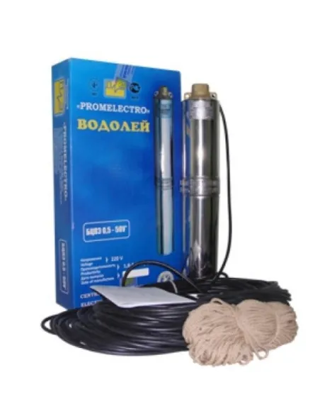 Центробежный скважинный насос Водолей БЦПЭУ 0.5-25У, 0.55 кВт, кабель 25 метров - 1