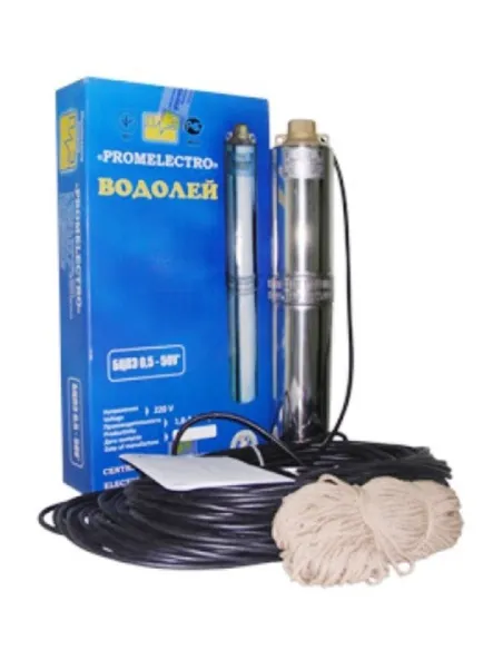 Центробежный скважинный насос Водолей БЦПЭ 0.3-80У, 1.2 кВт, кабель 80 метров - 1