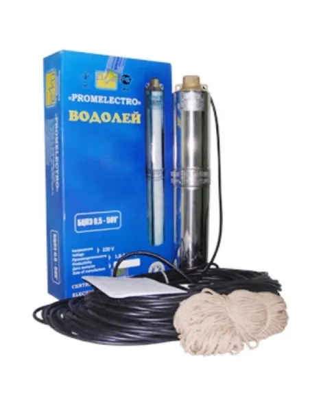 Відцентровий свердловинний насос Водолій БЦПЕ 0.32-100У, 1.6 кВт, кабель 100 метрів - 1