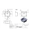 Мийка кухонна кам`яна прямокутна Miraggio Bodrum 510 Gray, 508x495x211 мм - 3