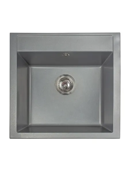 Мойка кухонная каменная квадратная Miraggio Bodrum 510 Gray, 508x495x211 мм - 5