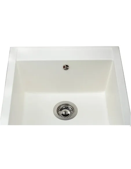 Мойка кухонная каменная квадратная Miraggio Bodrum 510 White, 508x495x211 мм - 3