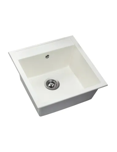 Мойка кухонная каменная квадратная Miraggio Bodrum 510 White, 508x495x211 мм - 4