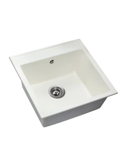 Мойка кухонная каменная квадратная Miraggio Bodrum 510 White, 508x495x211 мм - 4