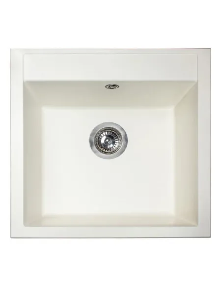 Мойка кухонная каменная квадратная Miraggio Bodrum 510 White, 508x495x211 мм - 5