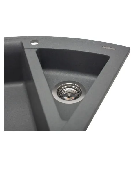 Мойка кухонная каменная угловая Miraggio Europe Gray, 1100х575х205 мм - 4