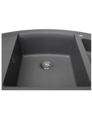 Мойка кухонная каменная угловая Miraggio Europe Gray, 1100х575х205 мм - 5