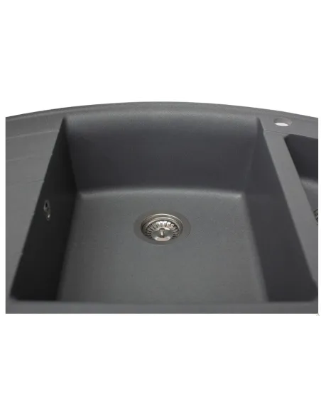 Мойка кухонная каменная угловая Miraggio Europe Gray, 1100х575х205 мм - 5