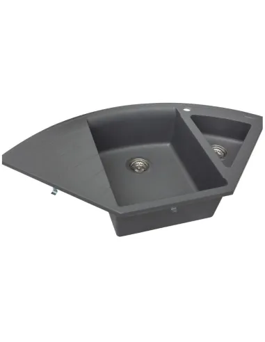 Мойка кухонная каменная угловая Miraggio Europe Gray, 1100х575х205 мм - 6