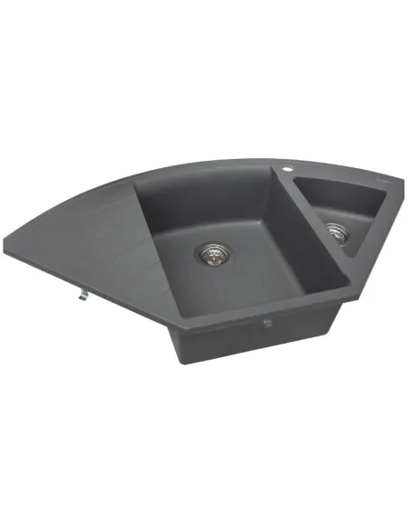 Мойка кухонная каменная угловая Miraggio Europe Gray, 1100х575х205 мм - 6