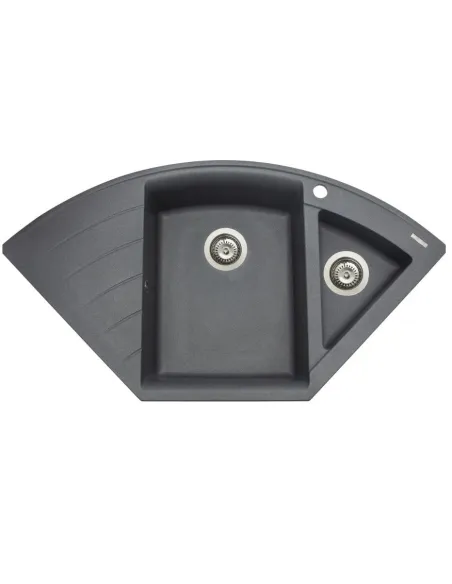 Мойка кухонная каменная угловая Miraggio Europe Gray, 1100х575х205 мм - 7