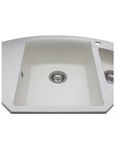 Мойка кухонная каменная угловая Miraggio Europe White, 1100х575х205 мм - 5