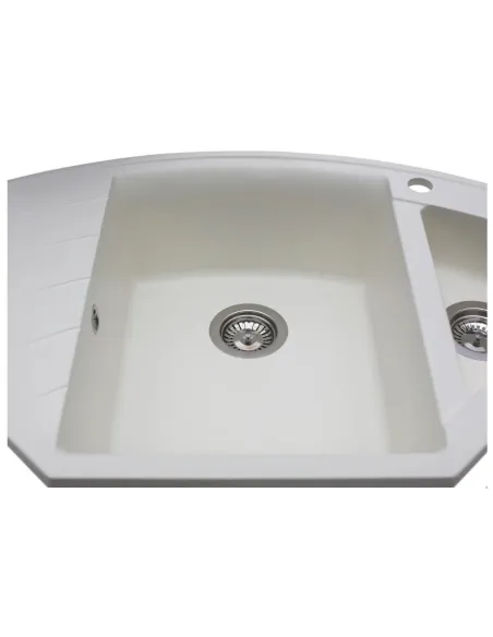 Мойка кухонная каменная угловая Miraggio Europe White, 1100х575х205 мм - 5