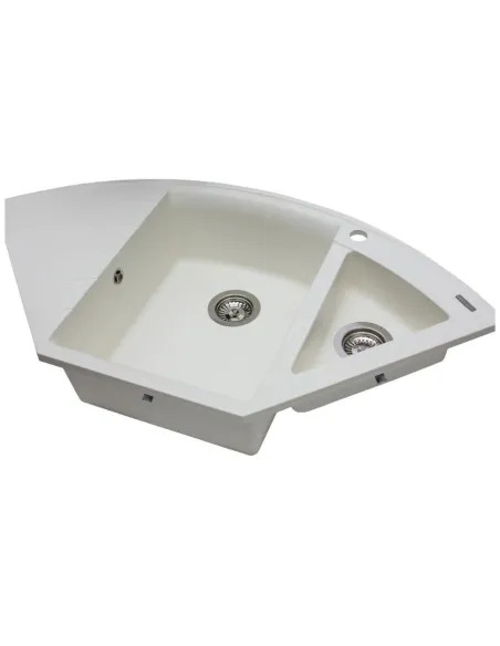 Мойка кухонная каменная угловая Miraggio Europe White, 1100х575х205 мм - 6