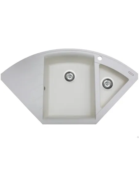 Мойка кухонная каменная угловая Miraggio Europe White, 1100х575х205 мм - 7