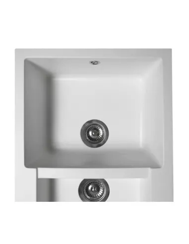 Мойка кухонная каменная прямоугольная Miraggio La Pas White, 786x489x203 мм - 4