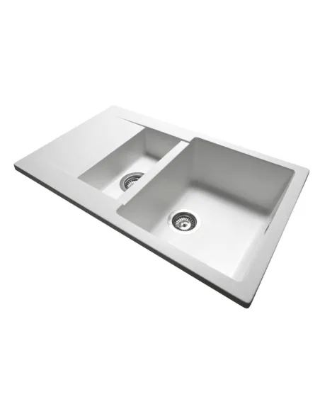 Мойка кухонная каменная прямоугольная Miraggio La Pas White, 786x489x203 мм - 7