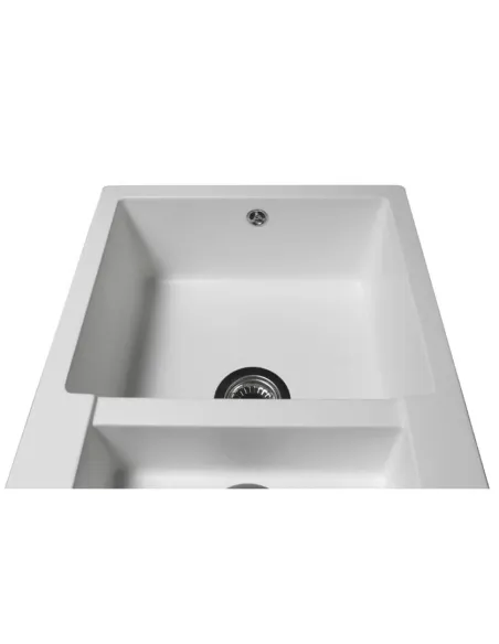 Мойка кухонная каменная прямоугольная Miraggio La Pas White, 786x489x203 мм - 8