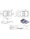Мойка кухонная каменная прямоугольная Miraggio La Pas Terra, 786x489x203 мм - 5