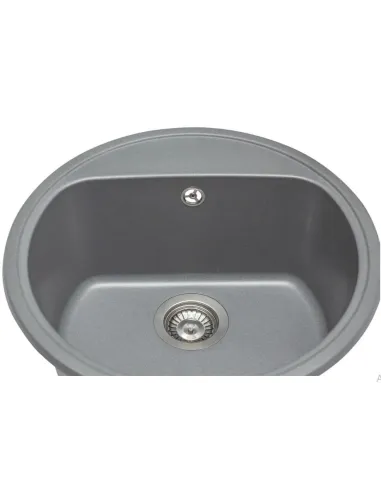 Мойка кухонная каменная круглая Miraggio Malibu Gray, 516х516х219 мм - 1