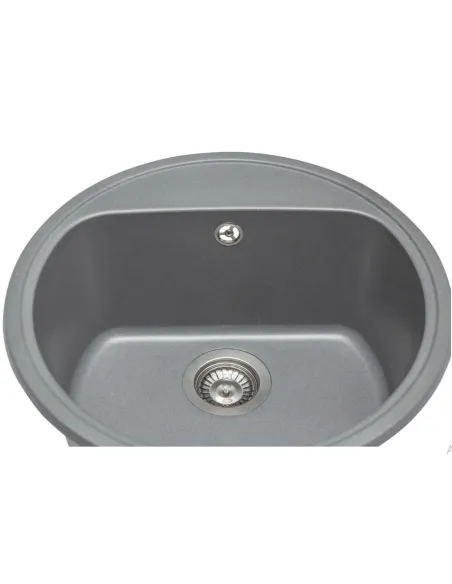 Мойка кухонная каменная круглая Miraggio Malibu Gray, 516х516х219 мм - 1