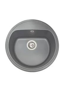 Мийка кухонна кам`яна кругла Miraggio Malibu Gray, 516х516х219 мм - 4