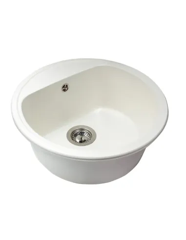 Мойка кухонная каменная круглая Miraggio Malibu White, 516х516х219 мм - 1