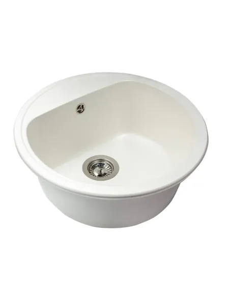 Мойка кухонная каменная круглая Miraggio Malibu White, 516х516х219 мм - 1