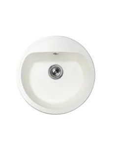 Мойка кухонная каменная круглая Miraggio Malibu White, 516х516х219 мм - 2