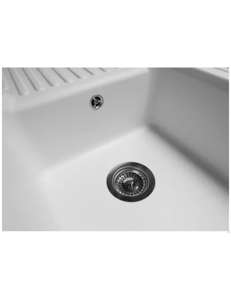 Мойка кухонная каменная прямоугольная Miraggio Orlean White, 861х496x220 мм - 4