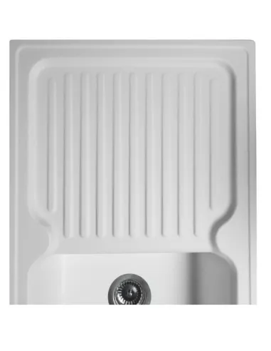 Мойка кухонная каменная прямоугольная Miraggio Orlean White, 861х496x220 мм - 5