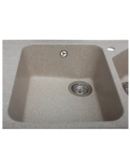 Мойка кухонная каменная угловая Miraggio Tirrion Sand, 967x493х210 мм - 4